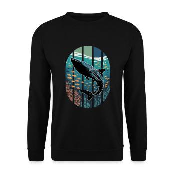 Walhai Hai Meeresbewohner Meer - Unisex Pullover - Schwarz - Vorne - Alina (178cm) & Michal (187cm)