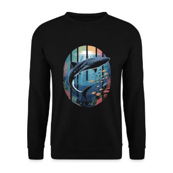 Walhai Meeresbewohner Hai Meer Ozean - Unisex Pullover - Schwarz - Vorne - Alina (178cm) & Michal (187cm)