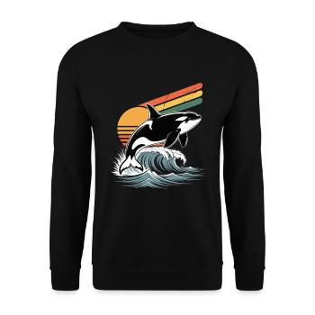 Orka Killerwal Schwertwal Orca - Unisex Pullover - Schwarz - Vorne - Alina (178cm) & Michal (187cm)