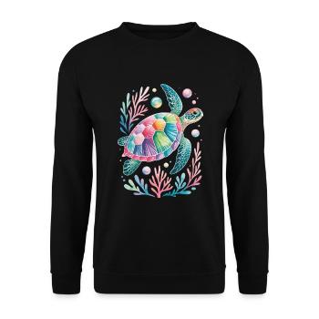 tortue aquatique créatures marines tortue - Sweat-shirt Unisexe - noir - Devant - Alina (178cm) & Michal (187cm)