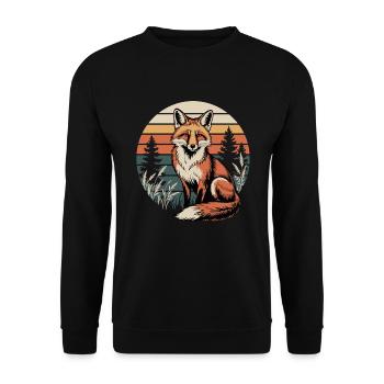 Fuchs Wald Natur - Unisex Pullover - Schwarz - Vorne - Alina (178cm) & Michal (187cm)