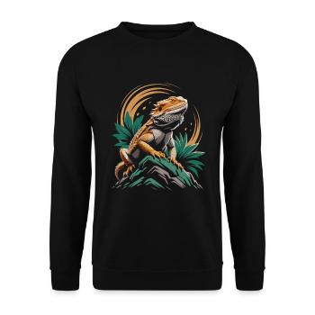 dragon barbu reptile lézard - Sweat-shirt Unisexe - noir - Devant - Alina (178cm) & Michal (187cm)