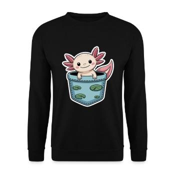 Axolotl mignon - Sweat-shirt Unisexe - noir - Devant - Alina (178cm) & Michal (187cm)