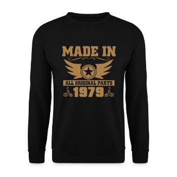 1979 Vintage Birthday Geburtstag 6 - Unisex Pullover - Schwarz - Vorne - Alina (178cm) & Michal (187cm)