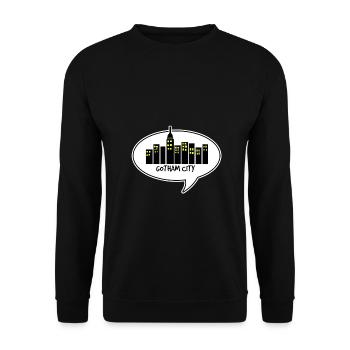 comic gotham city - Unisex Pullover - Schwarz - Vorne - Alina (178cm) & Michal (187cm)