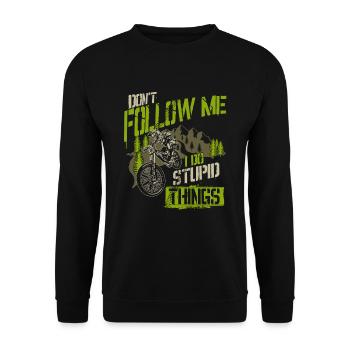 Downhill Mountainbike Spruch MTB - Unisex Pullover - Schwarz - Vorne - Alina (178cm) & Michal (187cm)