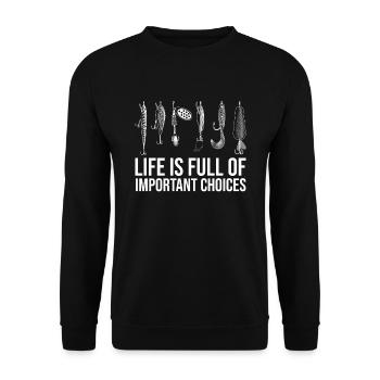 Fishing angler fisherman bait fish hook gift - Unisex Sweatshirt - black - Front - Alina (178cm) & Michal (187cm)