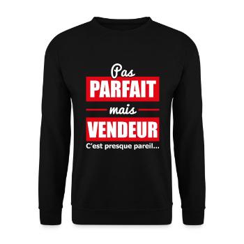 pas parfait mais vendeur vente commercial commerce - Sweat-shirt Unisexe - noir - Devant - Alina (178cm) & Michal (187cm)