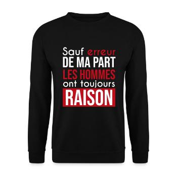 hommes toujours raison | misogyne et marrant - Sweat-shirt Unisexe - noir - Devant - Alina (178cm) & Michal (187cm)