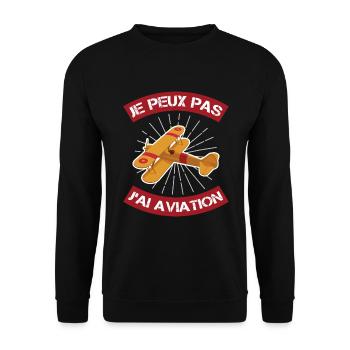 aviation | je peux pas | avion air vol - Sweat-shirt Unisexe - noir - Devant - Alina (178cm) & Michal (187cm)