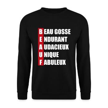 beauf acrostiche | cadeau bien beauf et original - Sweat-shirt Unisexe - noir - Devant - Alina (178cm) & Michal (187cm)