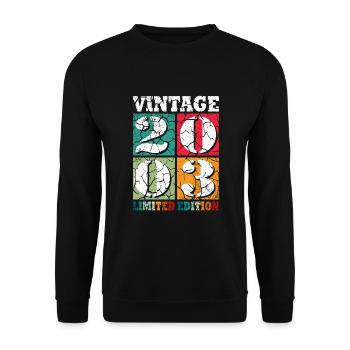 20. Geburtstag Jahrgang 2003 Vintage 2003 - Unisex Pullover - Schwarz - Vorne - Alina (178cm) & Michal (187cm)