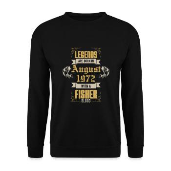 Août 1972 - Cadeau du 51e anniversaire. Pêcheur. - Sweat-shirt Unisexe - noir - Devant - Alina (178cm) & Michal (187cm)