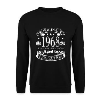 1968 Jahrgang Geburtstag Geburtsjahr 1968 Geschenk - Unisex Pullover - Schwarz - Vorne - Alina (178cm) & Michal (187cm)