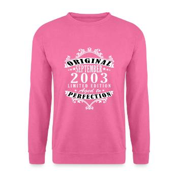 20e anniversaire Année Septembre 2003 Original 20 - Sweat-shirt Unisexe - rose - Devant