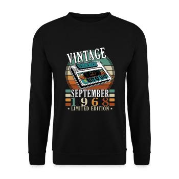 septembre 1968 Anniversaire septembre 1968 septembre - Sweat-shirt Unisexe - noir - Devant - Alina (178cm) & Michal (187cm)