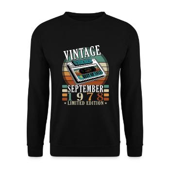 Septembre 1978 Anniversaire Septembre 1978 Septembre - Sweat-shirt Unisexe - noir - Devant - Alina (178cm) & Michal (187cm)