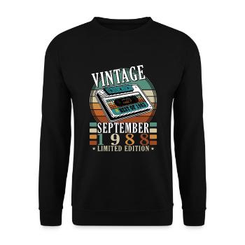 Septembre 1988 Anniversaire Septembre 1988 Septembre - Sweat-shirt Unisexe - noir - Devant - Alina (178cm) & Michal (187cm)