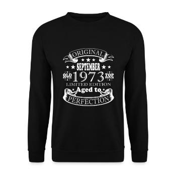 september 1973 Anniversary September 1973 September - Unisex Sweatshirt - black - Front - Alina (178cm) & Michal (187cm)