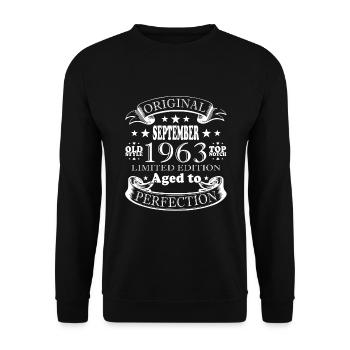 Septembre 1963 Anniversaire Septembre 1963 Septembre - Sweat-shirt Unisexe - noir - Devant - Alina (178cm) & Michal (187cm)