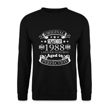 Septembre 1988 Anniversaire Septembre 1988 Septembre - Sweat-shirt Unisexe - noir - Devant - Alina (178cm) & Michal (187cm)