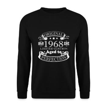 1968 Jahrgang Geburtstag Geburtsjahr 1968 Geschenk - Unisex Pullover - Schwarz - Vorne - Alina (178cm) & Michal (187cm)