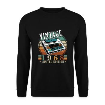 55. Geburtstag Jahrgang 1968 Vintage 1968 - Unisex Pullover - Schwarz - Vorne - Alina (178cm) & Michal (187cm)