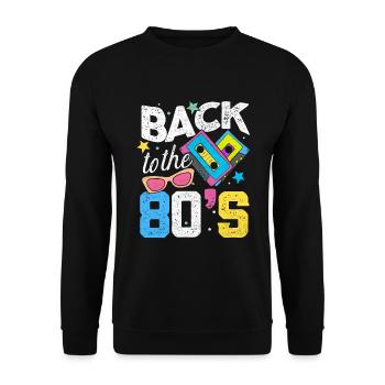 Back to the 80's Zurück in die 80'er Jahre - Unisex Sweatshirt - black - Front - Alina (178cm) & Michal (187cm)