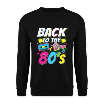 I love 80's 80s Reto Eighties Eighties Vintage - Unisex Sweatshirt - black - Front - Alina (178cm) & Michal (187cm)