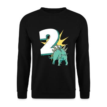 2. Geburtstag Dino Geburtstag Ich bin 2 - Unisex Pullover - Schwarz - Vorne - Alina (178cm) & Michal (187cm)