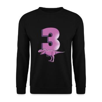 3ème anniversaire 3 ans Dinosaure Dino Cadeau - Sweat-shirt Unisexe - noir - Devant - Alina (178cm) & Michal (187cm)