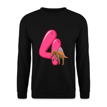 4 Anniversaire Dino Dinosaur Trex 4 ans Garçon - Sweat-shirt Unisexe - noir - Devant - Alina (178cm) & Michal (187cm)