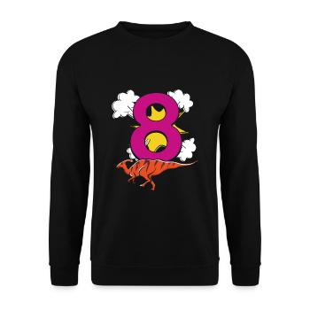 Wild 8 ans 8ème anniversaire Dino Dinosaur Trex - Sweat-shirt Unisexe - noir - Devant - Alina (178cm) & Michal (187cm)