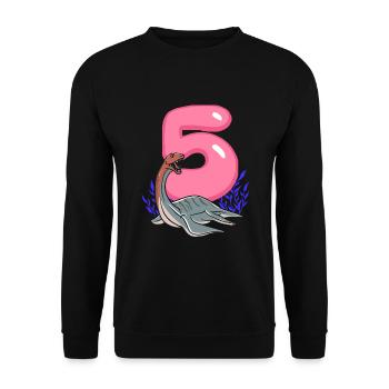 5 Birthday Dino 5 Years Children's Birthday Party - Unisex Sweatshirt - black - Front - Alina (178cm) & Michal (187cm)