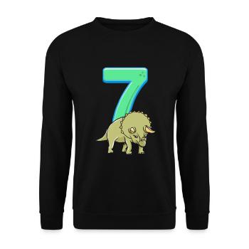 Cadeau de dinosaure 7ème anniversaire Dino T-Rex - Sweat-shirt Unisexe - noir - Devant - Alina (178cm) & Michal (187cm)