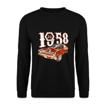 65. GEBURTSTAG OLDTIMER 1958 - Unisex Pullover - Schwarz - Vorne - Alina (178cm) & Michal (187cm)