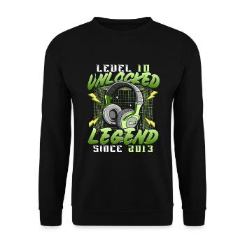 10th Birthday 10 Years Gamer Level 10 Complete - Unisex Sweatshirt - black - Front - Alina (178cm) & Michal (187cm)
