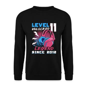 11e anniversaire 11 ans Gamer Niveau 11 complet - Sweat-shirt Unisexe - noir - Devant - Alina (178cm) & Michal (187cm)
