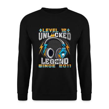 12. Geburtstag 12 Jahre Gamer Level 12 Complete - Unisex Pullover - Schwarz - Vorne - Alina (178cm) & Michal (187cm)