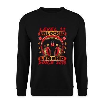 13th Birthday 13 Years Gamer Level 13 Complete - Unisex Sweatshirt - black - Front - Alina (178cm) & Michal (187cm)