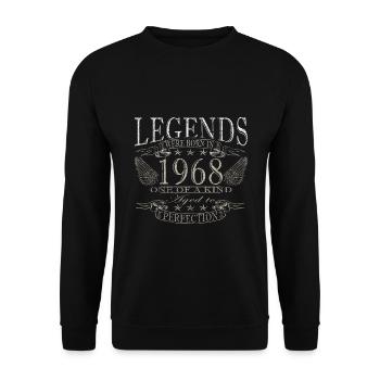 1968 Jahrgang Geburtstag Geburtsjahr 1968 Geschenk - Unisex Pullover - Schwarz - Vorne - Alina (178cm) & Michal (187cm)