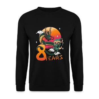 8th Birthday Ninja 8 Years Ninja Costume Gift - Unisex Sweatshirt - black - Front - Alina (178cm) & Michal (187cm)