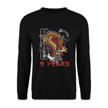 Anniversaire des enfants Ninja 9 ans Cadeau - Sweat-shirt Unisexe - noir - Devant - Alina (178cm) & Michal (187cm)