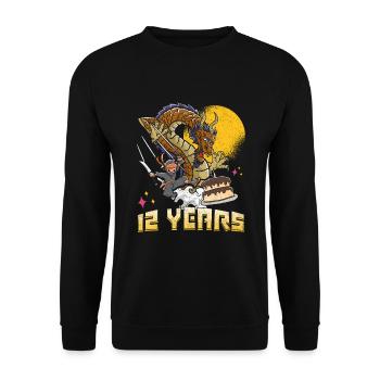 12. Geburtstag Junge 12 Jahre Ninja Drache Kostüm - Unisex Pullover - Schwarz - Vorne - Alina (178cm) & Michal (187cm)
