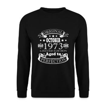Octobre 1973 Anniversaire Octobre 1973 Octobre - Sweat-shirt Unisexe - noir - Devant - Alina (178cm) & Michal (187cm)