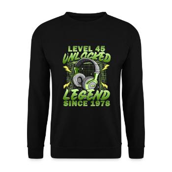 45.Geburtstag - 45 jahre level 45 freigeschaltet - Unisex Pullover - Schwarz - Vorne - Alina (178cm) & Michal (187cm)