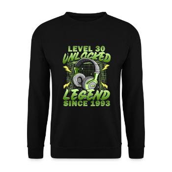 Level 30 Unlocked Gambler 30th Birthday Gift - Unisex Sweatshirt - black - Front - Alina (178cm) & Michal (187cm)