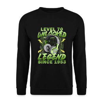 Niveau 70 Gamer Gaming Anniversaire 70 ans - Sweat-shirt Unisexe - noir - Devant - Alina (178cm) & Michal (187cm)