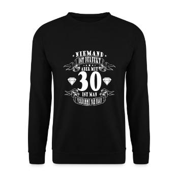 30. Geburtstag - 30 Jahre - Unisex Pullover - Schwarz - Vorne - Alina (178cm) & Michal (187cm)