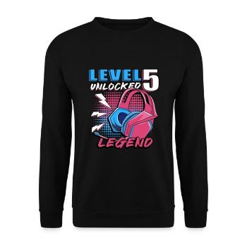 5. Geburtstag Level 5 Gamer Geschenk - Unisex Pullover - Schwarz - Vorne - Alina (178cm) & Michal (187cm)